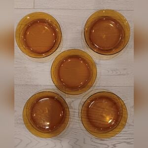 DURALEX Vintage France Amber Glass Plate Bowls, Set Of 5